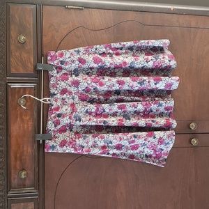 Forever 21 Skirt, Grey Magenta and Navy floral design, Soft and pretty, Medium